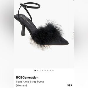 NWT🏷️ BCBG Black Feathered Slingback Satin Kitten Heels sz 8 ORIGINAL $99